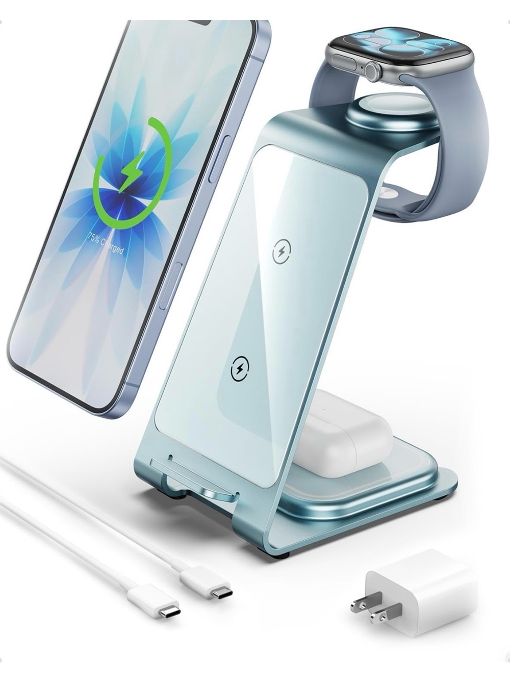intoval 3-in-1 Wireless Charging Station - Summit Blue